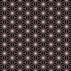 麻の葉模様　黒×ライトレッド