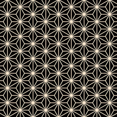 麻の葉模様　黒×ライトオレンジ