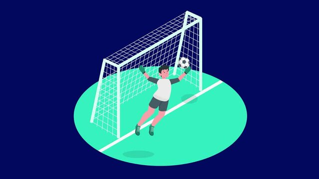Soccer goalkeeper catches the ball, Goalkeeper catches the ball, at the stadium and Standing pose ball in hand. isolated background green screen, White Background, Black Background, Blue Background
