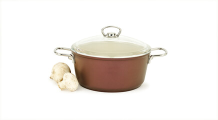 Non stick pot and mushrooms