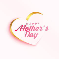 happy mother's day heart golden greeting design