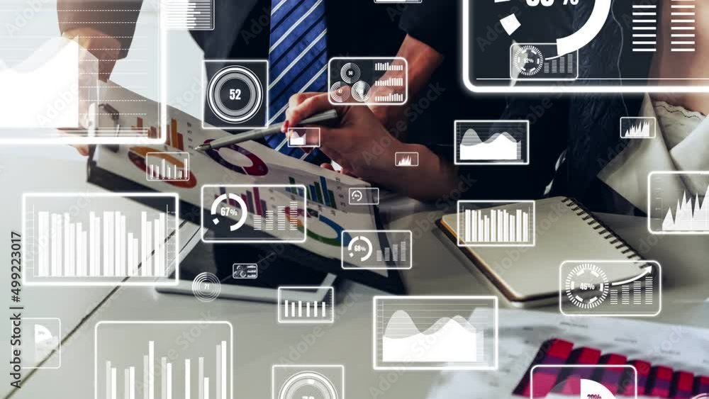 Poster conceptual business dashboard for financial data analysis . 3d render computer graphic .