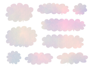 イラスト素材：水彩風　淡いまだら模様のふきだし・枠・フレーム