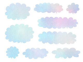 イラスト素材：水彩風　淡いまだら模様のふきだし・枠・フレーム