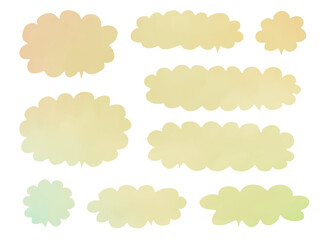 イラスト素材：水彩風　淡いまだら模様のふきだし・枠・フレーム