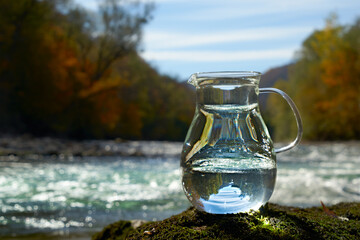 Cool clear water of the mountain river.