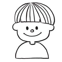 微笑む子供の線画