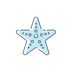 Starfish icon. Vector outline star fish silhouette. Simple line art summer modern beach or sea graphic for web design, mobile app, logo concept.
