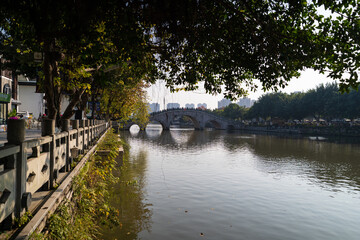 Fototapeta na wymiar A bridge over the canal in Wenzhou , China