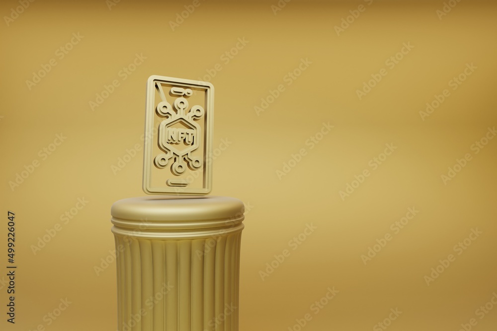 Aufkleber beautiful abstract illustrations golden nft smartphone symbol icons on a golden column and wonderful