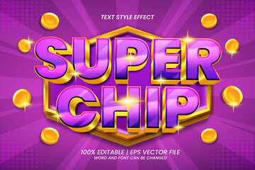 Editable Text Effect Super Chip 3D Bold Luxury Style