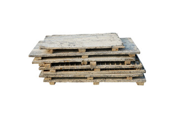 Cutout stack of framework for a temporary mold for pouring concrete isolated on white background.