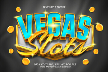 Editable Text Effect Vegas Slots Blue 3D Bold Luxury Style