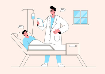 Medical Doctor Visiting Patient Illustration Concept