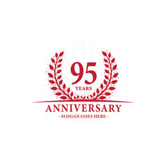 95 years celebrating anniversary logo. 95th years anniversary design template. Vector and illustration.
