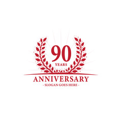 90 years celebrating anniversary logo. 90th years anniversary design template. Vector and illustration.
