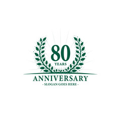 Obraz premium 80 years celebrating anniversary logo. 80th years anniversary design template. Vector and illustration. 