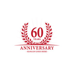 60 years celebrating anniversary logo. 60th years anniversary design template. Vector and illustration.
