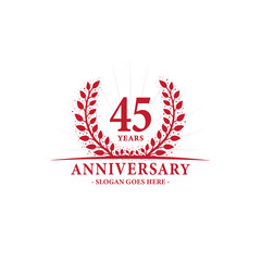 45 years celebrating anniversary logo. 45th years anniversary design template. Vector and illustration.
