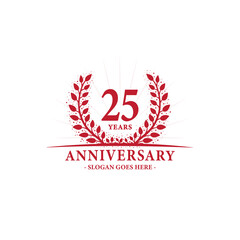 25 years celebrating anniversary logo. 25th years anniversary design template. Vector and illustration.

