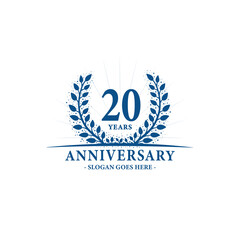 Fototapeta na wymiar 20 years celebrating anniversary logo. 20th years anniversary design template. Vector and illustration. 