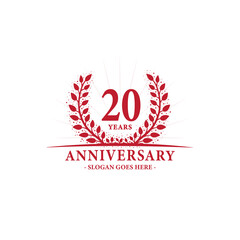 20 years celebrating anniversary logo. 20th years anniversary design template. Vector and illustration.
