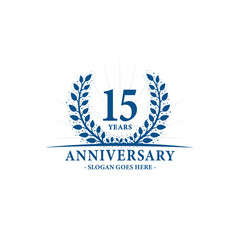 15 years celebrating anniversary logo. 15th years anniversary design template. Vector and illustration.
