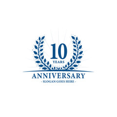 10 years celebrating anniversary logo. 10th years anniversary design template. Vector and illustration.
