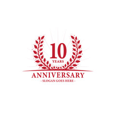 Obraz premium 10 years celebrating anniversary logo. 10th years anniversary design template. Vector and illustration. 