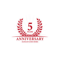 5 years celebrating anniversary logo. 5th years anniversary design template. Vector and illustration.
