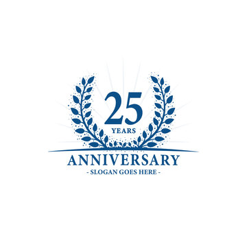 25 years celebrating anniversary logo. 25th years anniversary design template. Vector and illustration.
