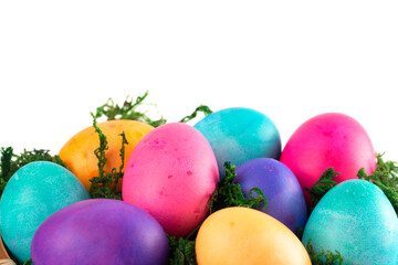 Fototapeta na wymiar A Basket Full of Colorful Solid Easter Eggs