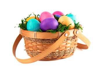 A Basket Full of Colorful Solid Easter Eggs