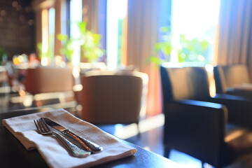 restaurant interior blurred background room serving