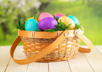A Basket Full of Colorful Solid Easter Eggs