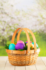 A Basket Full of Colorful Solid Easter Eggs