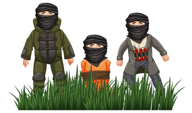 Three terrorists behind the bush
