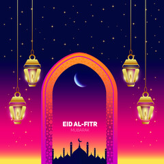 elegant luxury eid mubarak and eid al-fitr illustration with shiny background