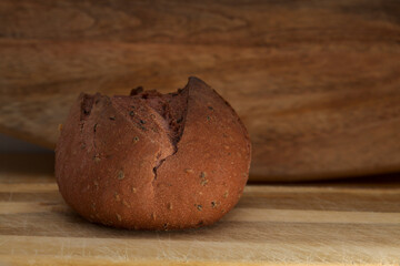 Small round sourdough bread with beetroot, bought at farmers market on Gran Canaria