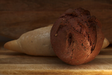 Small round sourdough bread with beetroot, bought at farmers market on Gran Canaria