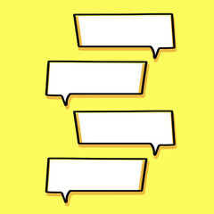 cartoon speech bubbles on yellow background Different doodle forms for your text, dialogs icon vector Blank with text place. chat icon drawn shapes isolated hand drawn speech bubbles isolated. 