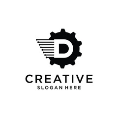 Fototapeta premium Letter d technology logo design template