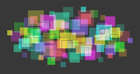 虹色の正方形が並んだカラフルな抽象的な背景