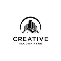 Obraz premium Building real estate logo design template