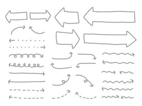 イラスト素材 シンプルな手書き風の矢印 やじるしセット Stock イラスト Adobe Stock