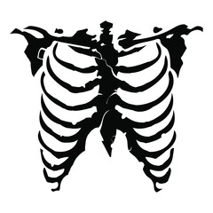 Chest bone. T-shirt print for Horror or Halloween. Hand drawing illustration isolated on white background. Vector EPS 10.