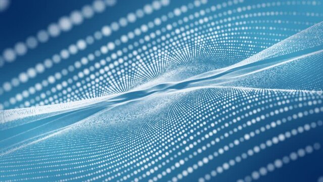 Swaying linear particles on a 4K blue background.