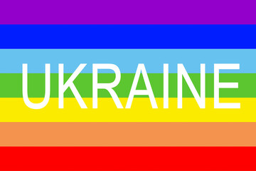 background with the seven colors of the rainbow symbol of peace and brotherhood with the text UKRAINE