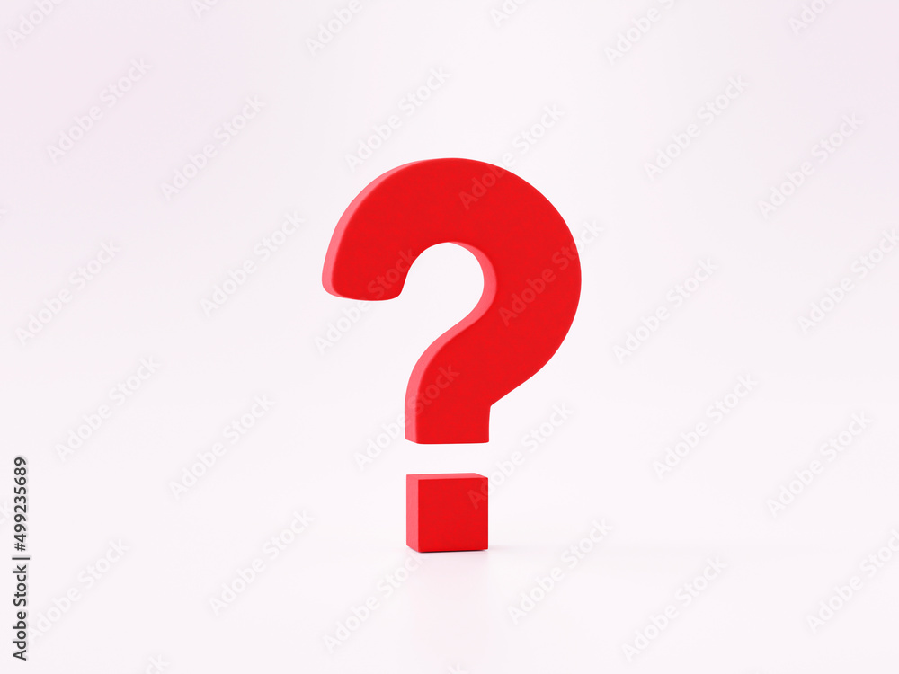Poster red question mark sign icon or symbol on white background 3d rendering
