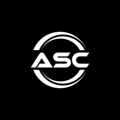 ASC letter logo design with black background in illustrator, vector logo modern alphabet font overlap style. calligraphy designs for logo, Poster, Invitation, etc. - obrazy, fototapety, plakaty